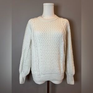 Women's White Cable Knit Sweater
